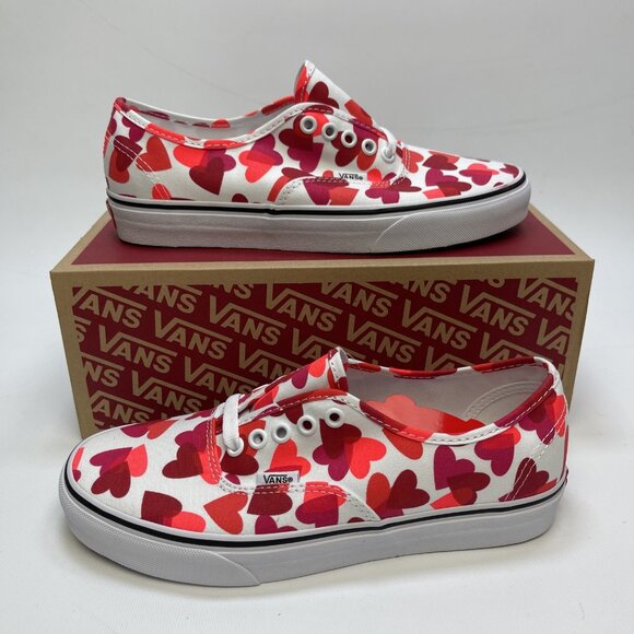 Vans Authentic Valentine Hearts AOP Red White Skate Womens 9 / Men 7.5 US NEW - Picture 1 of 11